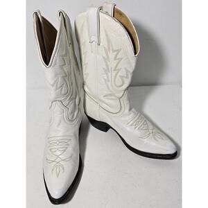 Boulet Women’s Cowboy Western Leather Boots White Size 6 C Pre Owned